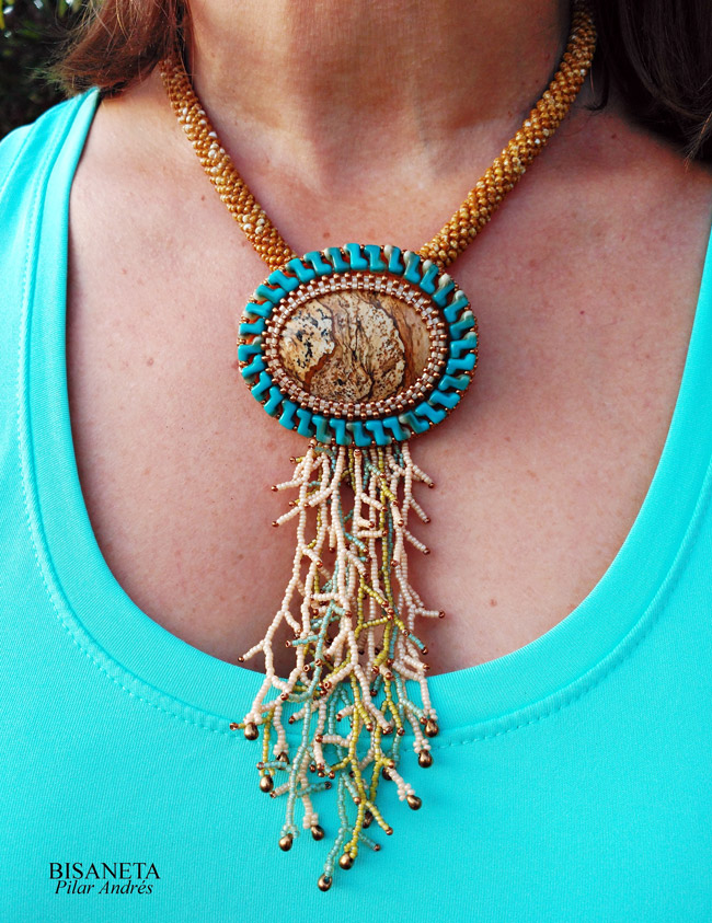 Collier Fin En Perles D'apatite Naturelle Et Perles Miyuki - Plaqué Or Jaune - Neuf